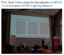 Prof. Sissi Closs zeigt die DITA Neuigkeiten in Konstanz
